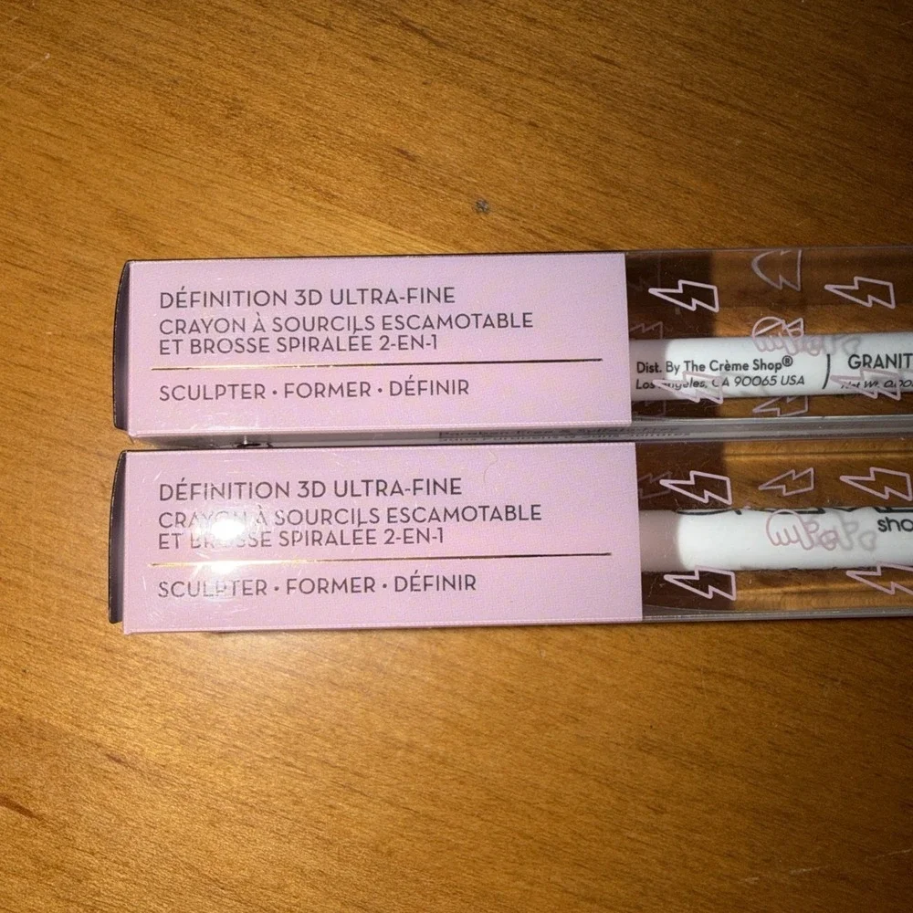 The Creme Shop Micro Brow Pencil & Spoolie-Ultra Fine 2 in 1 Granite LOT OF 2